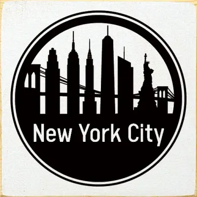 New York City Circle Skyline - Cottage White New York City Circle Skyline - Cottage White
