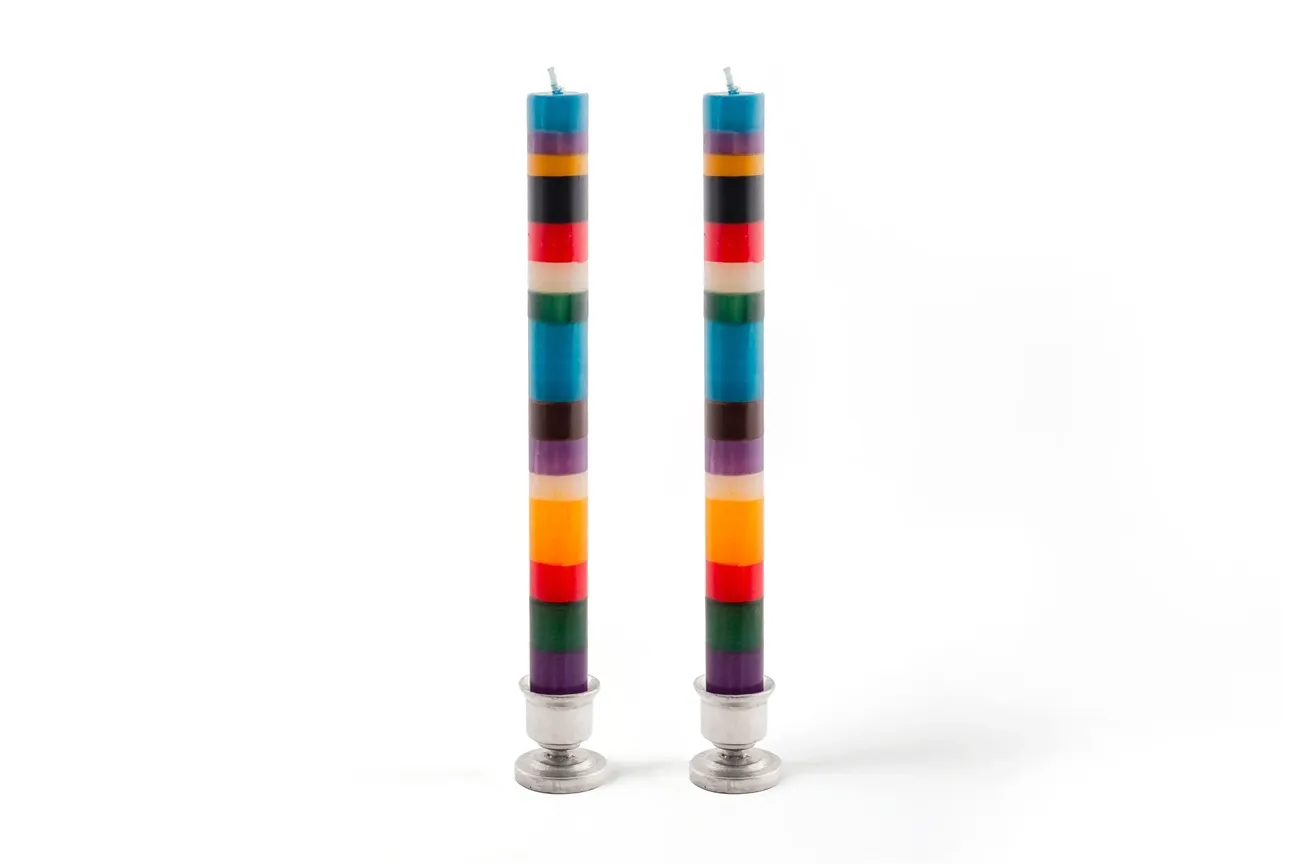 Memphis Stripe Candle - Taper 9&quot; Pair (8 hour burn time)