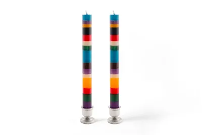 Memphis Stripe Candle - Taper 9&quot; Pair (8 hour burn time)
