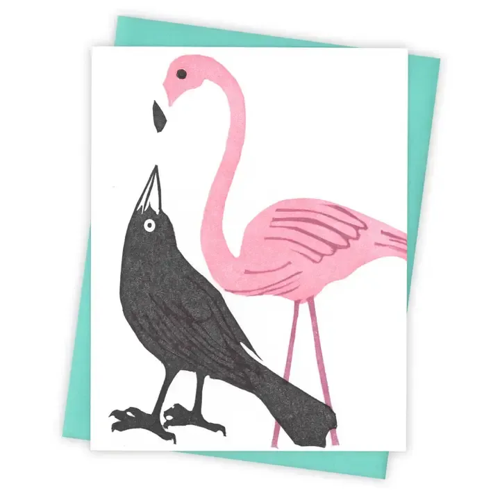 Pink Flamingo Grackle Card
