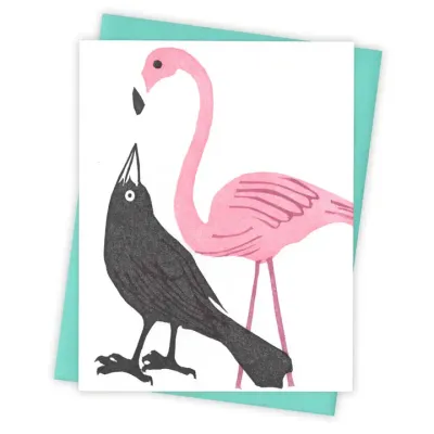 Pink Flamingo Grackle Card