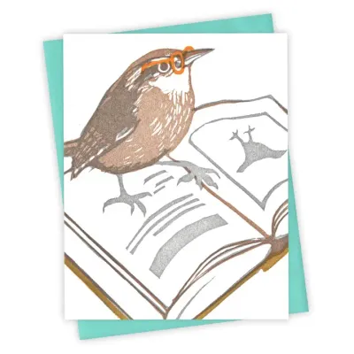 Bookworm Wren Card