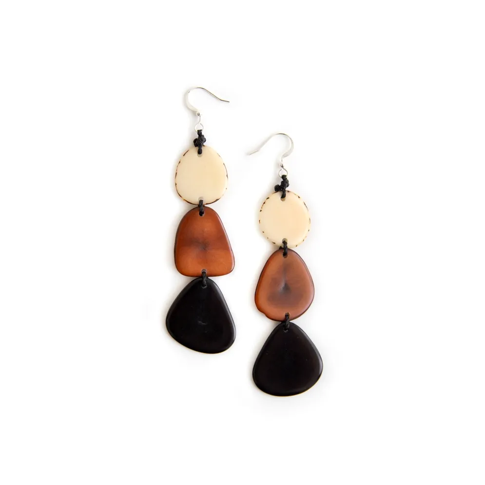 Bali Earrings - Ivory/Chestnut/Onyx Black