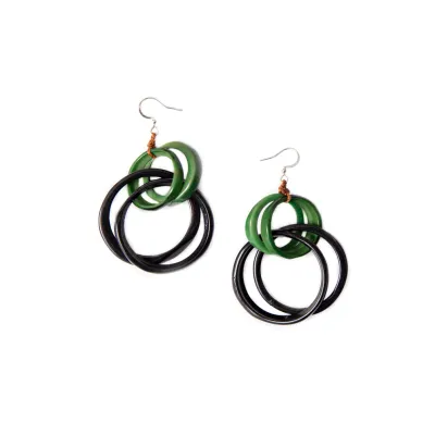 Bonnie Earrings - Onyx Black/Forest Green