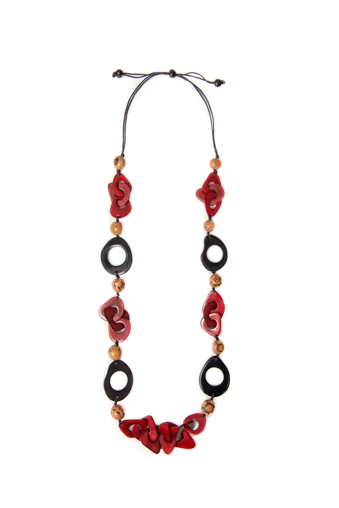 Aranza Necklace - Burgundy/Onyx Black/Cafe con Leche