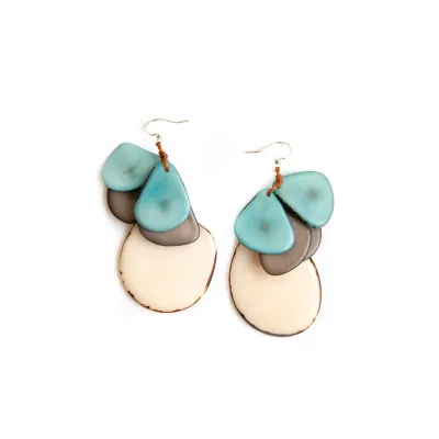 Jordin Earrings - Celeste/Charcoal Gray/Ivory