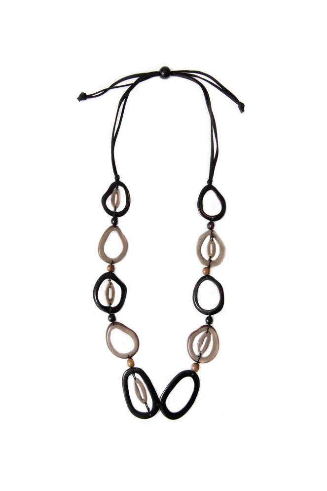 Emily Necklace - Onyx Black/Charcoal Gray