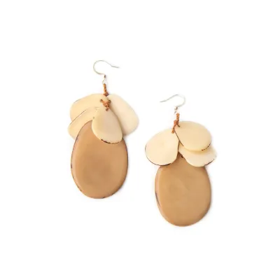 Jordin Earrings - Cafe con Leche/Ivory