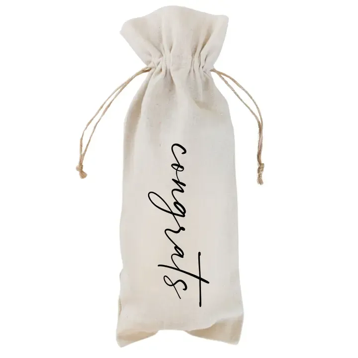 Congrats Wine Bag - Natural Cotton/Linen