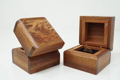 3&quot; Ring Box Redwood Burl Top with Sapele Sides