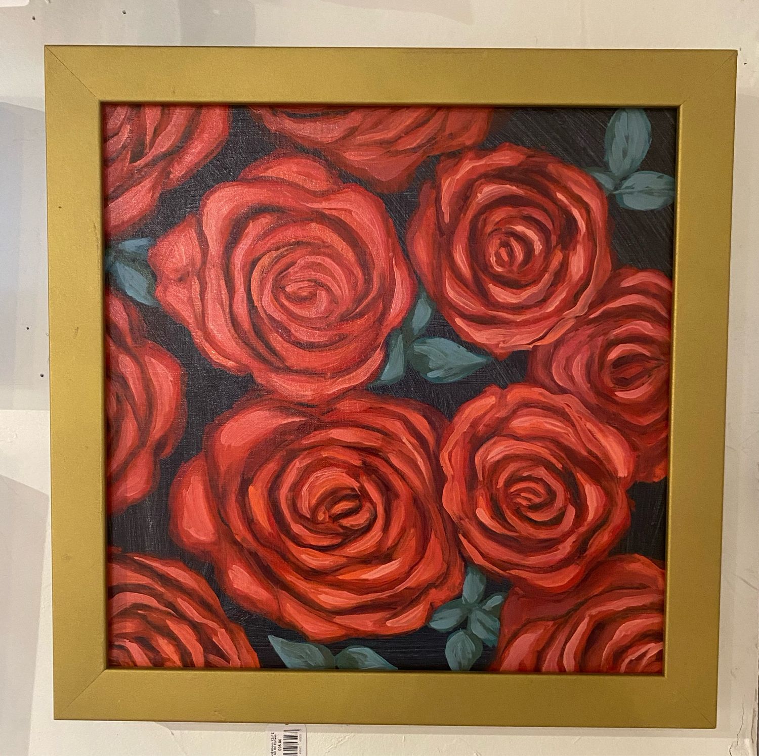 Red Roses 12x12 Oil On Canvas Panel