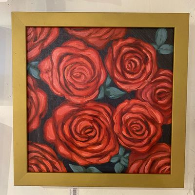 Red Roses 12x12 Oil On Canvas Panel