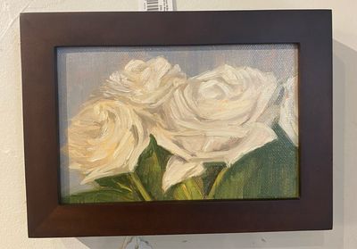 White Roses 4x6 Oil On Canvas