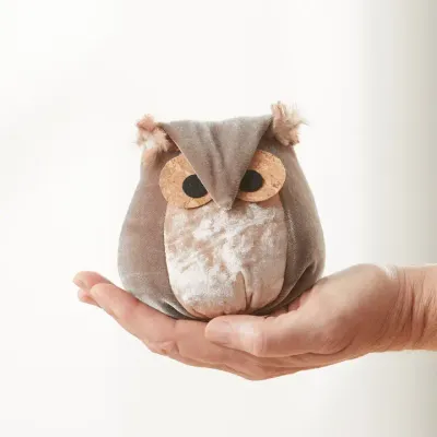 Whimsical velvet Taupe Owl Whimsical velvet Taupe Owl