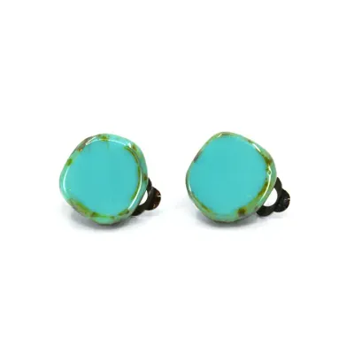 Circle Turquoise Small Clip Ons Circle Turquoise Small Clip Ons