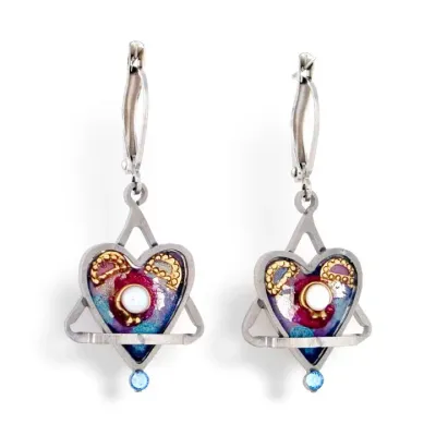 1410458 Star &amp;amp; Heart Judaic Earrings