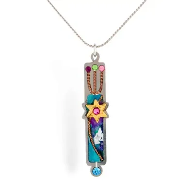 1430618PU Petite Purple Mezuzah Judaic Necklace