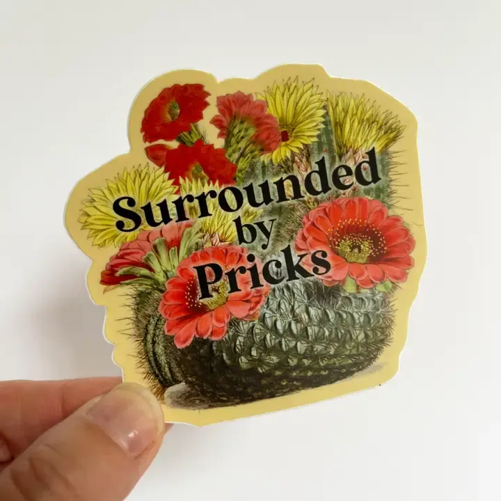 Surrounded by Pricks Sticker - Funny Cactus Decal