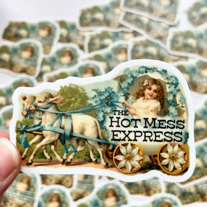 Hot Mess Express Funny Sticker - Vintage Style Girl