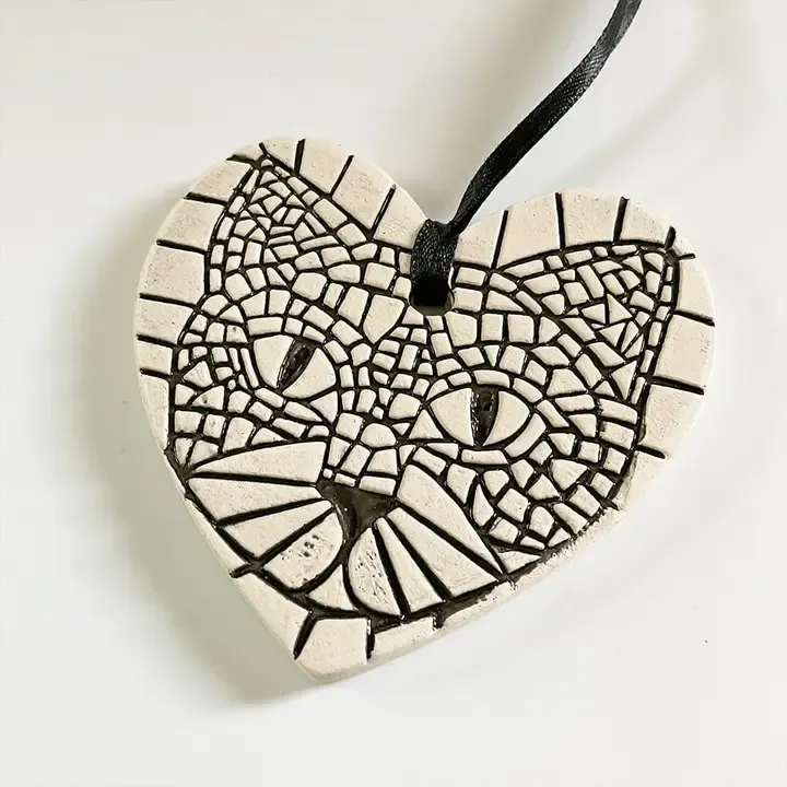 Pottery Ornament - Cat Face