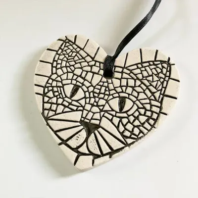 Pottery Ornament - Cat Face