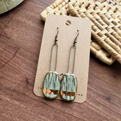 Dropped Textured Turquoise Earrings