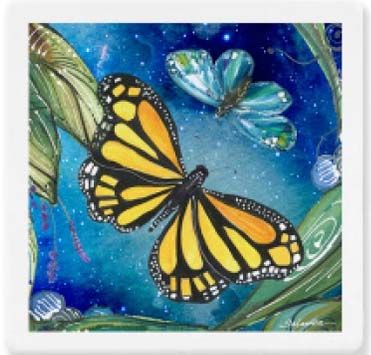 Monarch Butterfly Stone Coasters w/Cork Backing Monarch Butterfly Stone Coasters w/Cork Backing