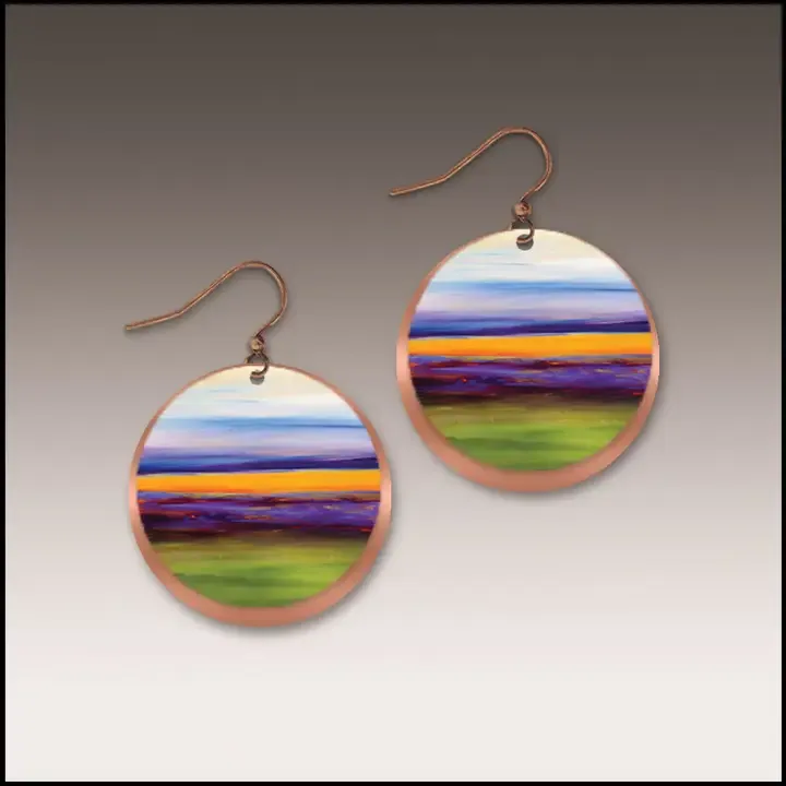 10NRE Multicolor Horizon Abstract Disc Layer Handmade Earrings 10NRE Multicolor Horizon Abstract Disc Layer Handmade Earrings