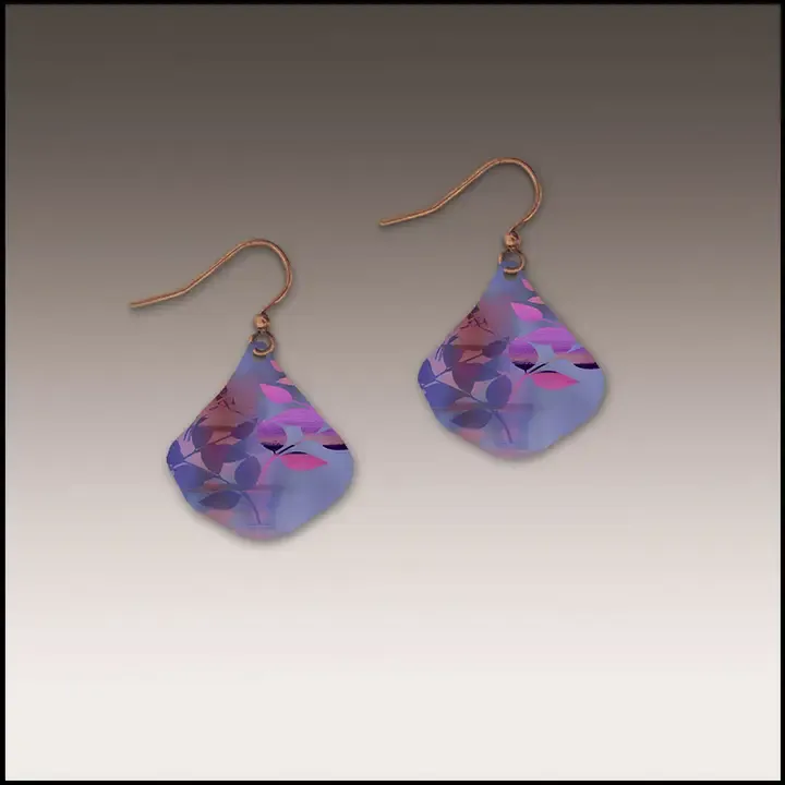 28NG Purple Foliage Ginkgo Handmade Earrings