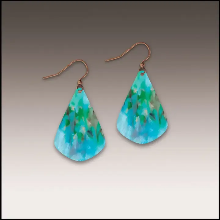 2NJE Aqua Abstract Short Drop Handmade Earrings