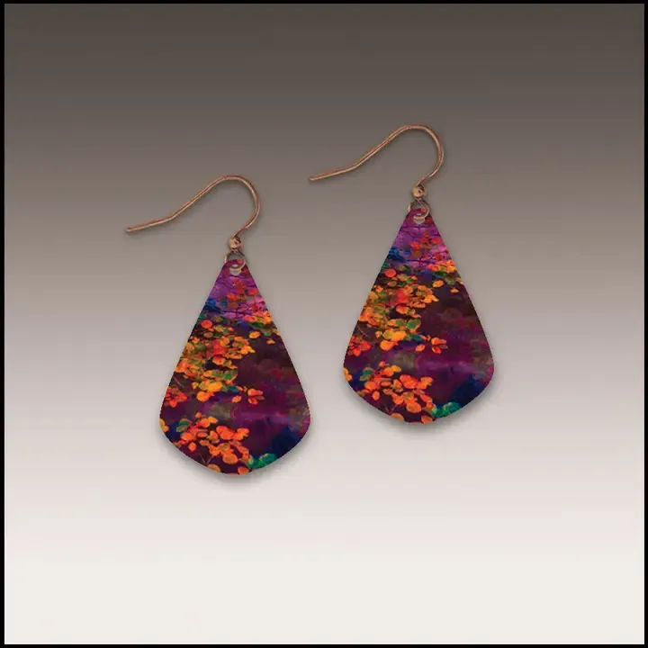 ME12JE Purple Foliage Nature Short Drop Handmade Earrings