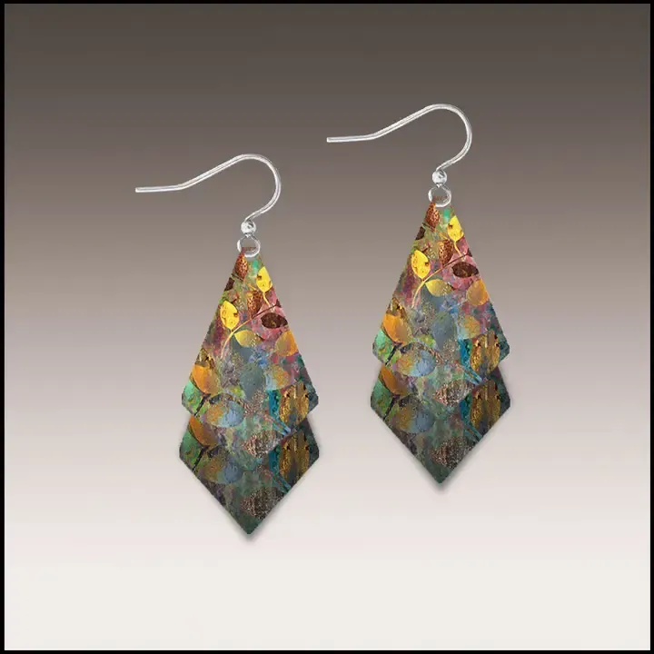 9NTT Forest Foliage Dangle Stack Handmade Earrings 9NTT Forest Foliage Dangle Stack Handmade Earrings