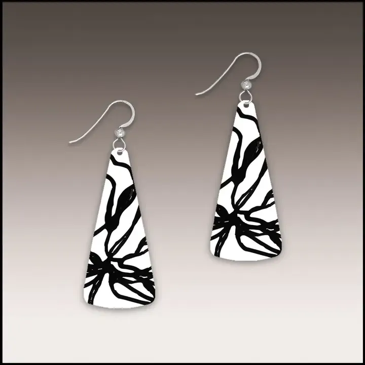 BW2Z Black and White Dragonfly Triangle Drop Handmade Earrings BW2Z Black and White Dragonfly Triangle Drop Handmade Earrings