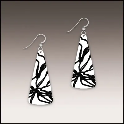 BW2Z Black and White Dragonfly Triangle Drop Handmade Earrings BW2Z Black and White Dragonfly Triangle Drop Handmade Earrings