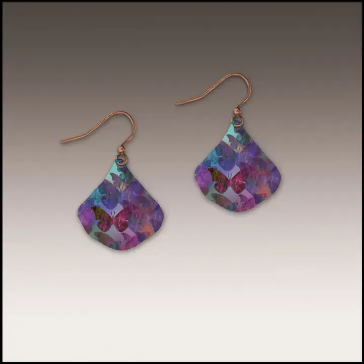 FBG Purple Butterfly Pattern Ginkgo Handmade Earrings FBG Purple Butterfly Pattern Ginkgo Handmade Earrings