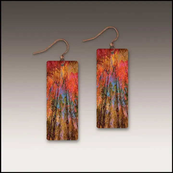 ME1CE Orange Nature Abstract Rectangle Handmade Earrings