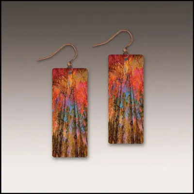 ME1CE Orange Nature Abstract Rectangle Handmade Earrings ME1CE Orange Nature Abstract Rectangle Handmade Earrings