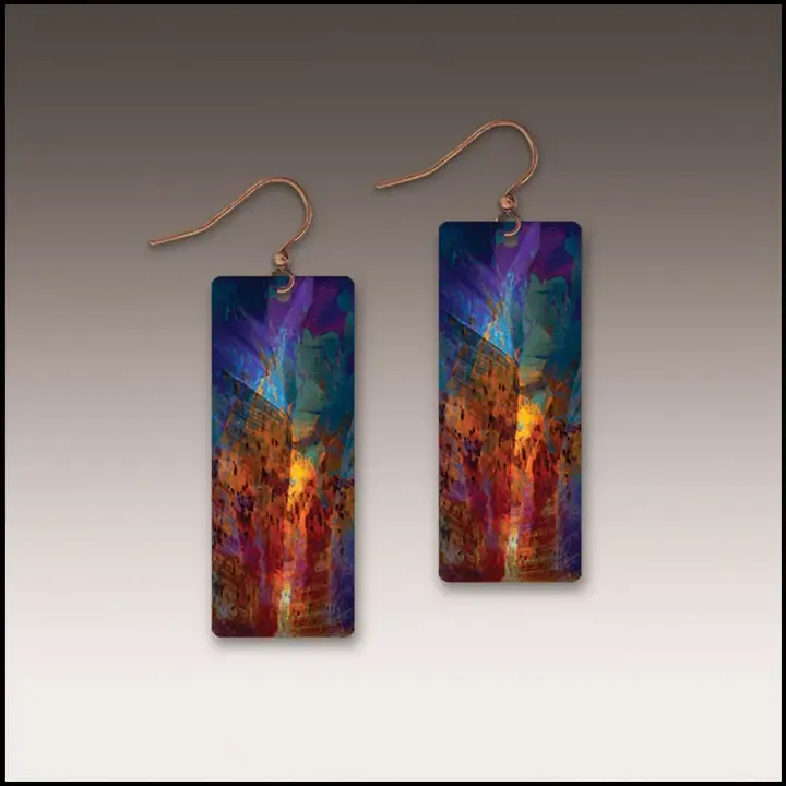 ME9CE Canyon Rust Abstract Rectangle Handmade Earrings