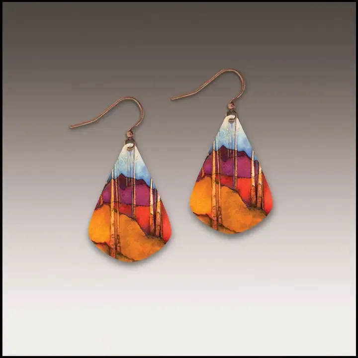 SH01JE Trees and Hills Short Drop Handmade Earrings