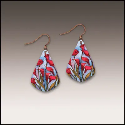SH04JE Calla Lily Red Short Drop Handmade Earrings SH04JE Calla Lily Red Short Drop Handmade Earrings