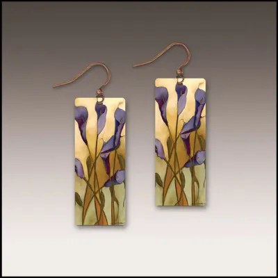 SH19CE Calla Lily Purple Rectangle Handmade Earrings SH19CE Calla Lily Purple Rectangle Handmade Earrings