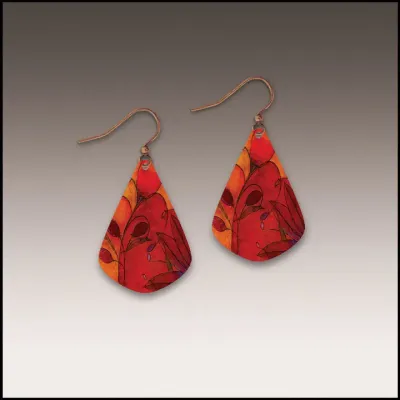 SH24JE Red Foliage Fine Art Short Drop Handmade Earrings SH24JE Red Foliage Fine Art Short Drop Handmade Earrings
