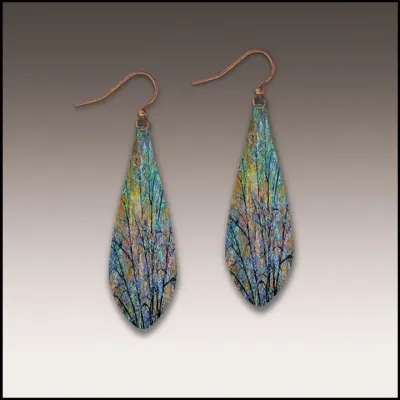 ME22LE Blue Branches Artistic Long Drop Earrings ME22LE Blue Branches Artistic Long Drop Earrings