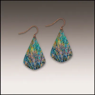 ME22JE Blue Branches Artistic Short Drop Earrings ME22JE Blue Branches Artistic Short Drop Earrings