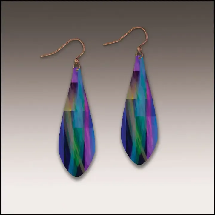 HDLE Purple Rainbow Abstract Long Drop Earrings HDLE Purple Rainbow Abstract Long Drop Earrings