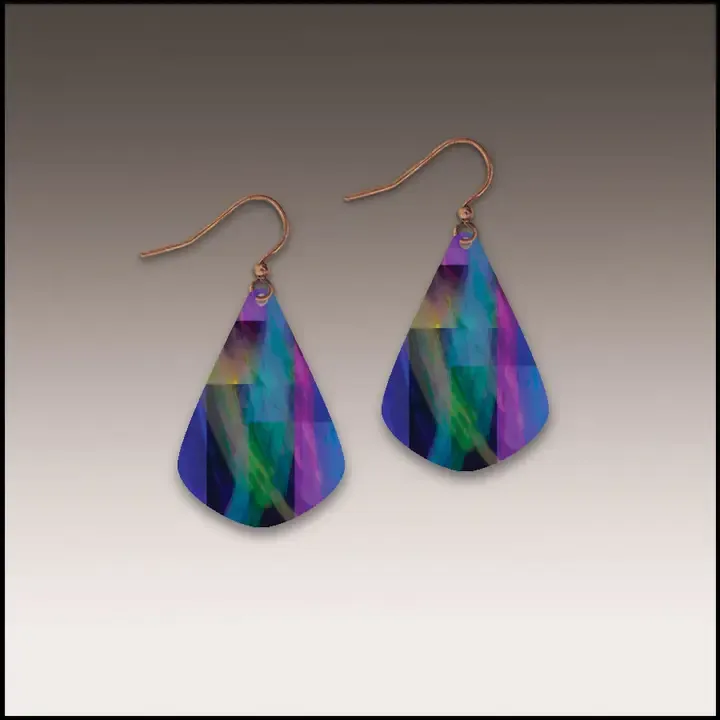 HDJE Purple Rainbow Abstract Short Drop Earrings HDJE Purple Rainbow Abstract Short Drop Earrings