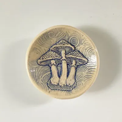 Pottery Dish Bowl - Mushrooms
