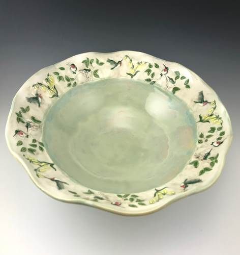 Hummingbirds bowl Green small