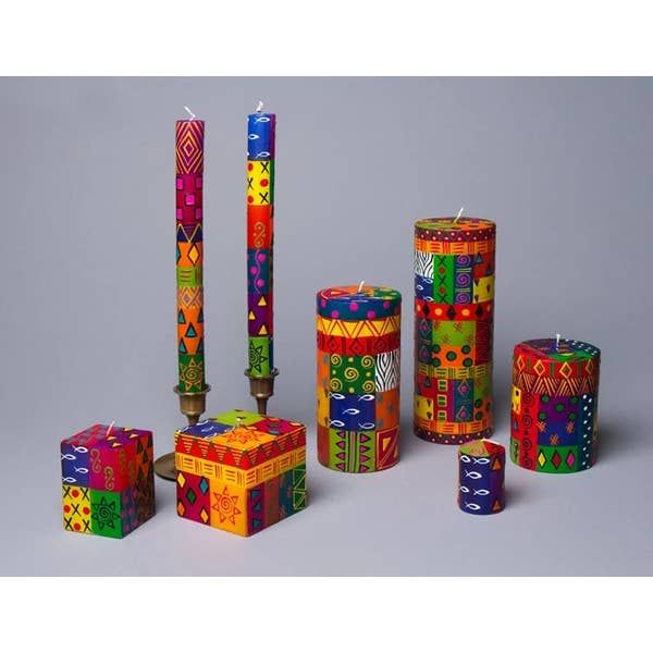 Multi Color Ethnic Candle - Taper 9&quot; Pair (8 hour burn time)