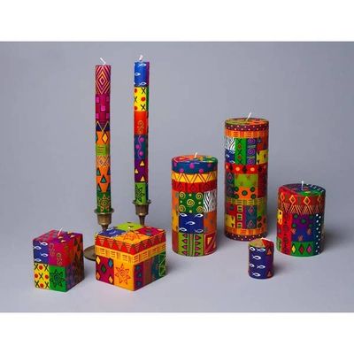 Multi Color Ethnic Candle - Taper 9&quot; Pair (8 hour burn time)